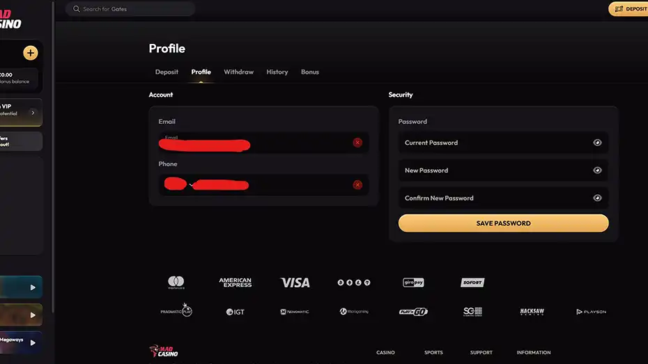 Mad Casino Login
