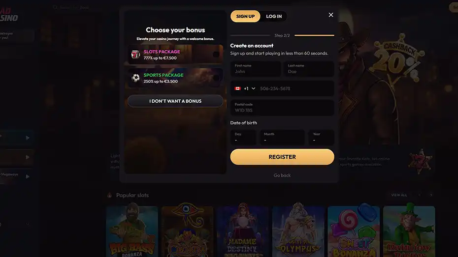 Mad Casino Registration