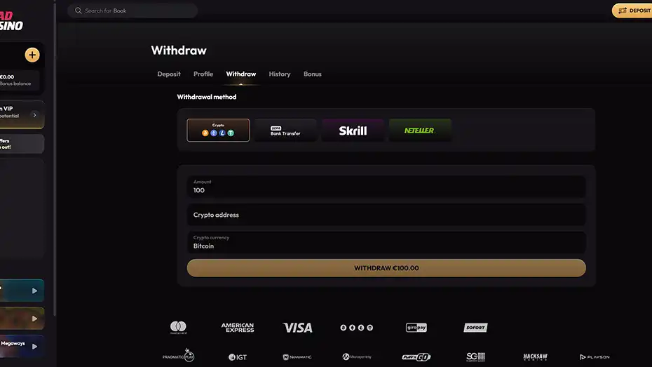 MadCasino Withdrawal